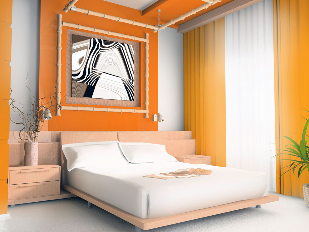 Phòng ngủ màu cam độc đáo và ấn tượng