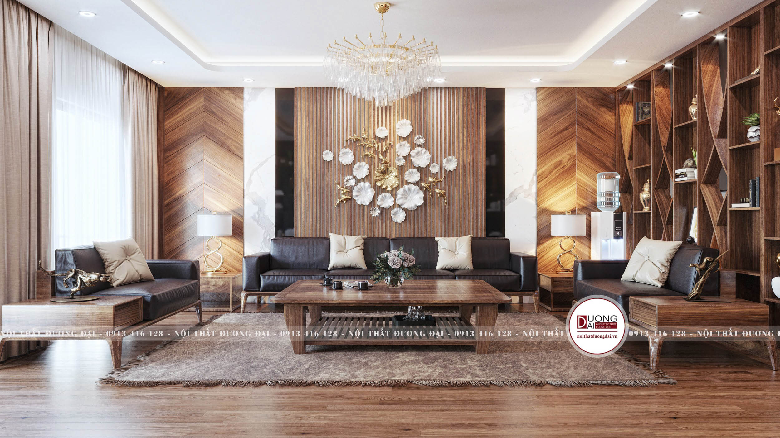 từ hiện đại tới cổ điển với thiết kế nội thất phòng khách bằng gỗ tự nhiên