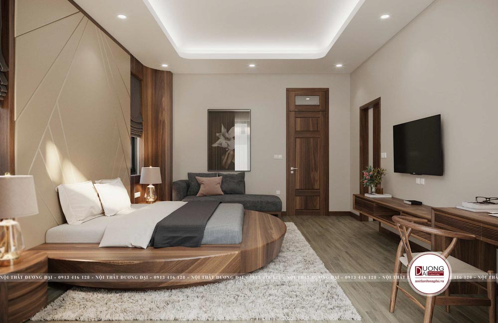 Mẫu phòng ngủ nội thất gỗ tự nhiên sang trọng