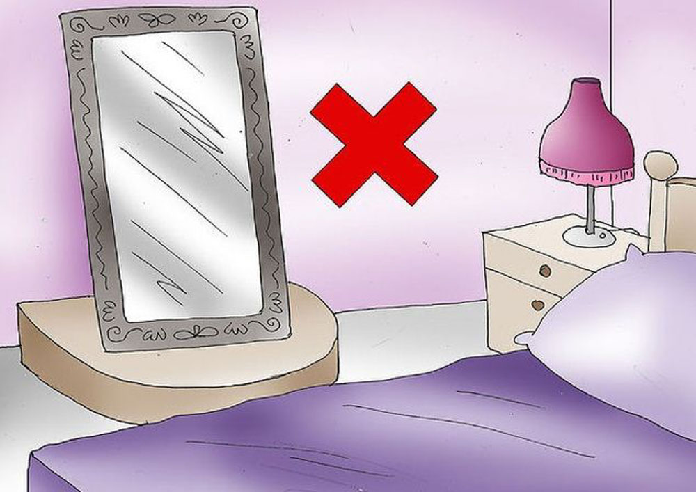 Không nên đặt gương đối diện với giường ngủ