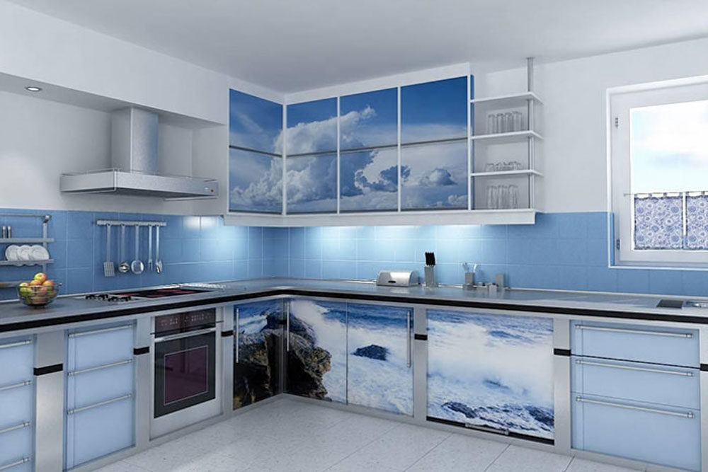 Nhà bếp tông màu xanh nước biển hợp với gia chủ