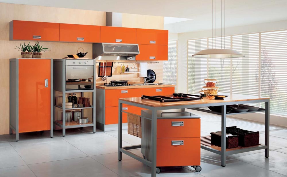 Phòng bếp màu cam mang tới sự tươi sáng cho gia chủ tuổi Kỷ Mùi