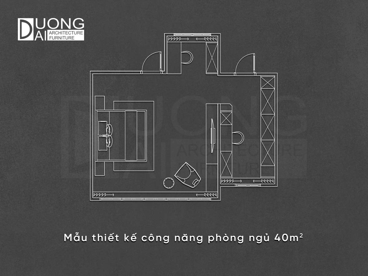 Mẫu công năng nội thất phòng ngủ 40m2 khoa học