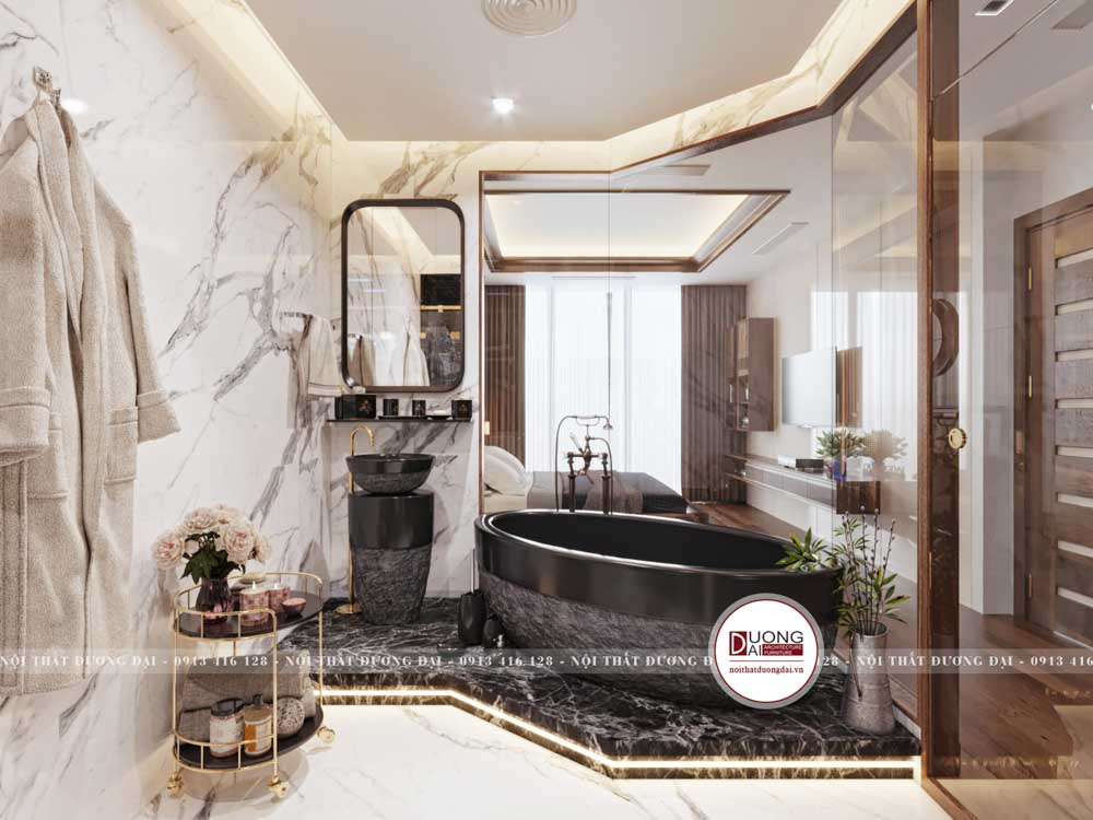 Nhà tắm kết hợp nhà vệ sinh luxury trong phòng ngủ căn biệt thự