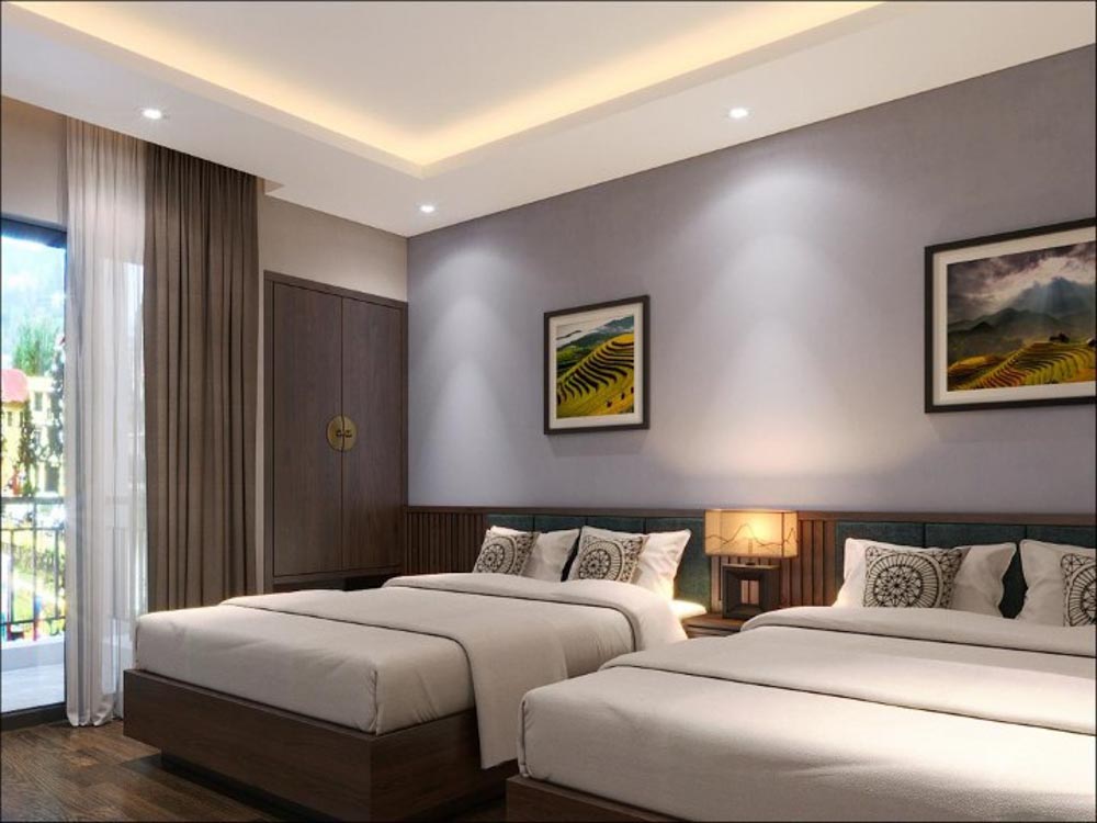 Thiết kế phòng cho khách sạn 3 sao với phong cách đơn giản